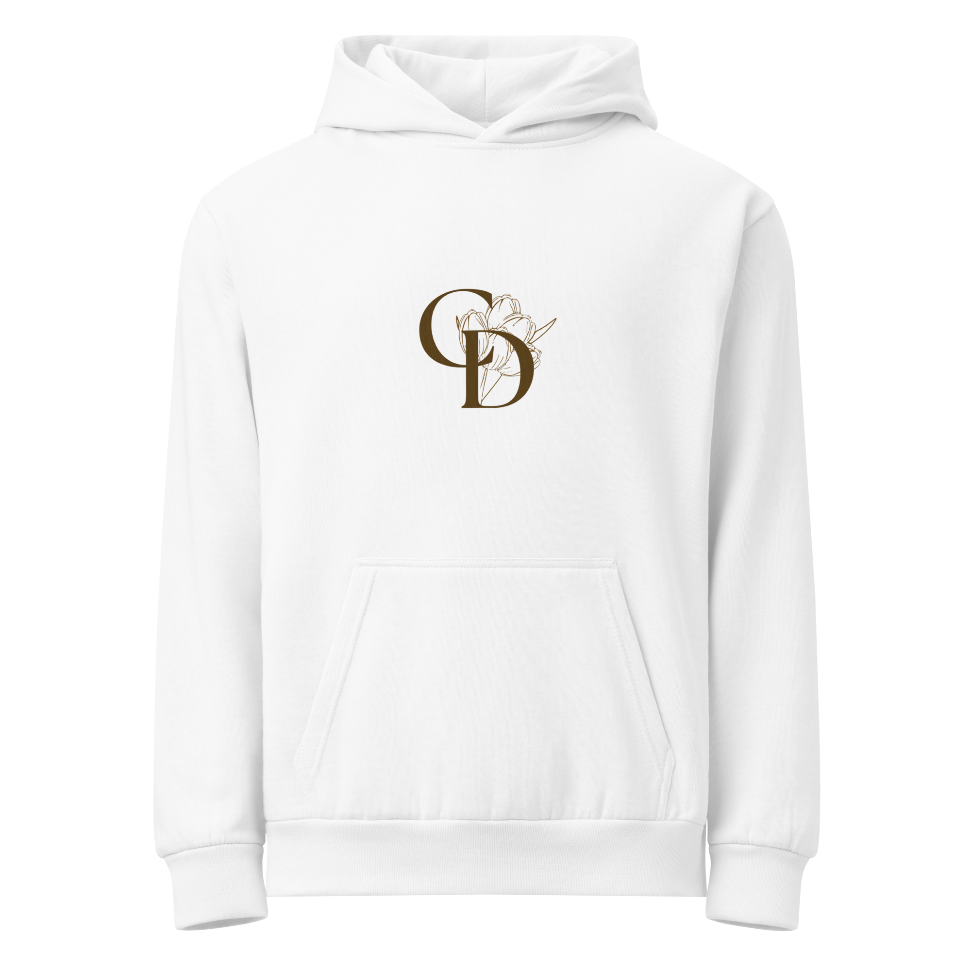 White Fleece Hoodie (Flower Logo)